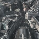 City of London financial district viewed from above
