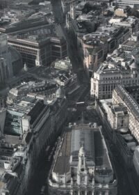 City of London financial district viewed from above